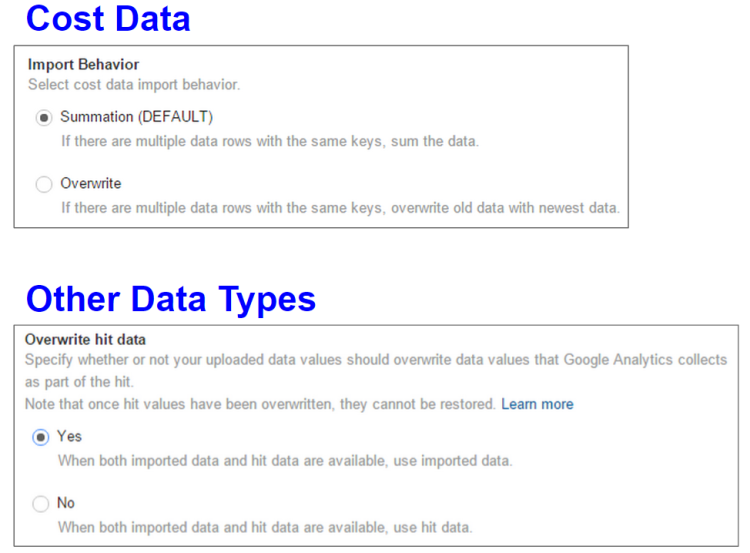 Data Import Overwrite Options Data Import Overwrite Options