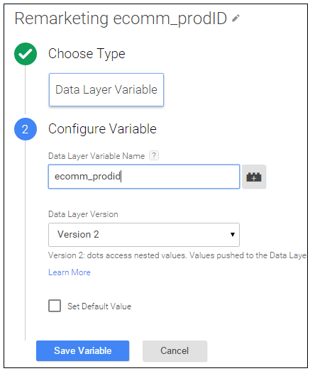 remarketing data layer variable