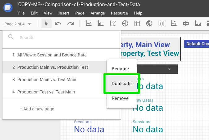 Duplicate report page option.