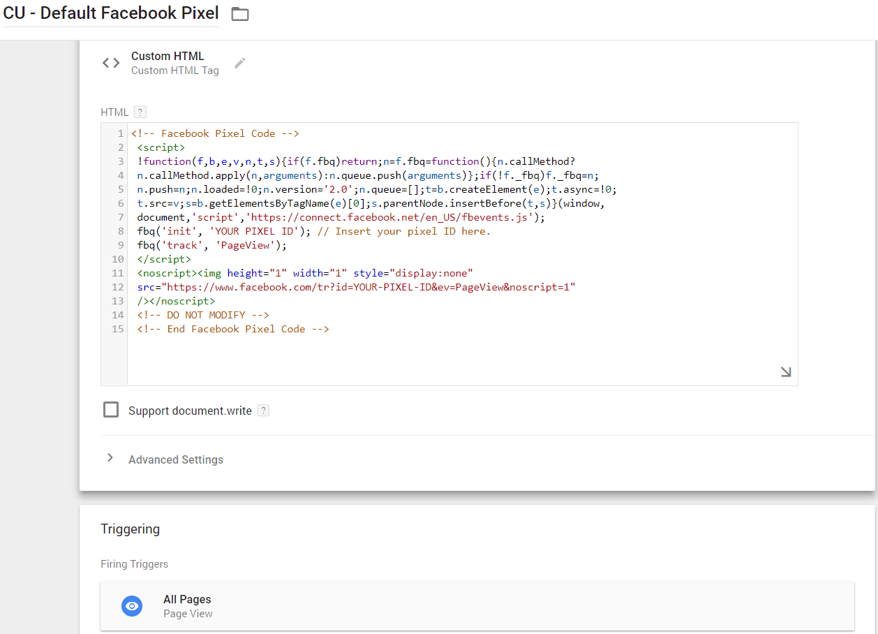 Default Facebook Pixel Tag Default Facebook Pixel Tag