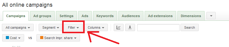 AdWords filter tool AdWords filter tool