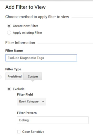 A filter for excluding diagnostic tags