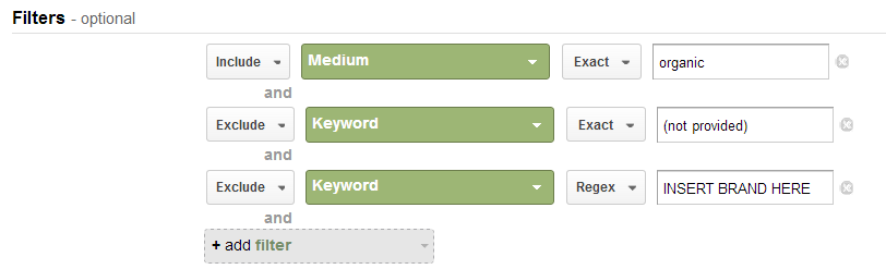 screenshot of custom report filters screenshot of custom report filters