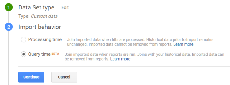 Google Analytics Query Time Import