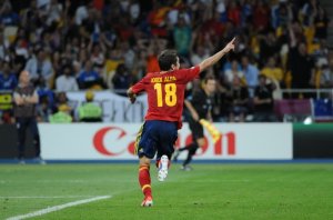 A soccer player celebrating a goal