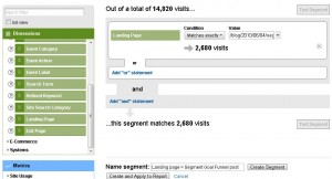 Advanced segments for landing pages