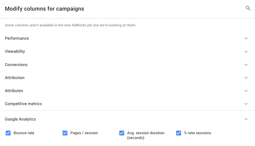 Google Analytics data in AdWords Google Analytics data in AdWords