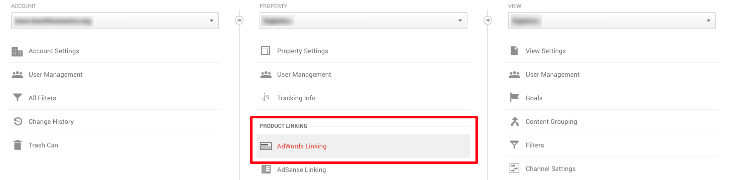 google analytics product linking