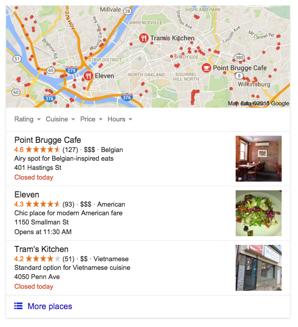 Google local pack in search