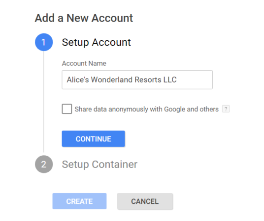 google tag manager account name screenshot