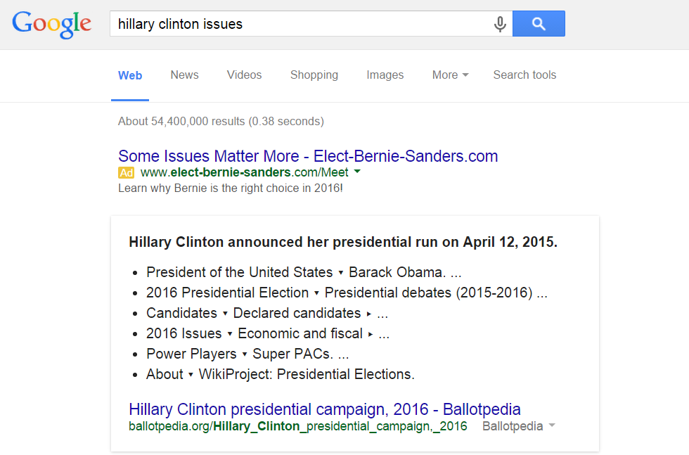 Mockup: Google ad for Bernie Sanders and Hillary Clinton Mockup: Google ad for Bernie Sanders and Hillary Clinton