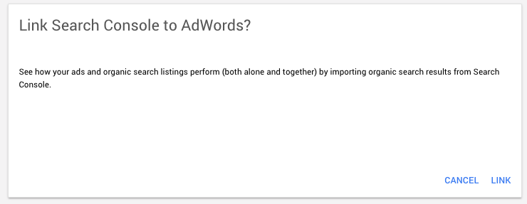 link AdWords to Search Console