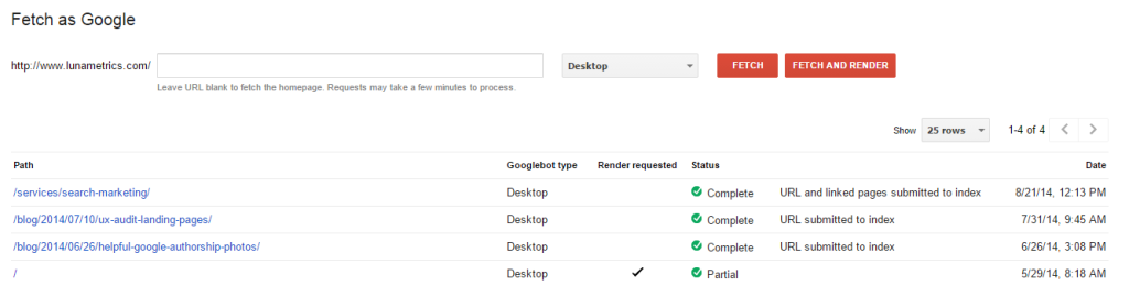 vecchio screenshot di Fetch come Google