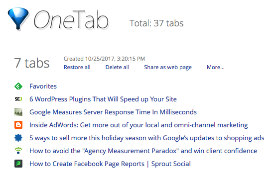 OneTab chrome extension OneTab chrome extension