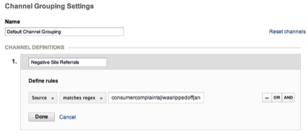 Negative Custom Channel Grouping Negative Custom Channel Grouping