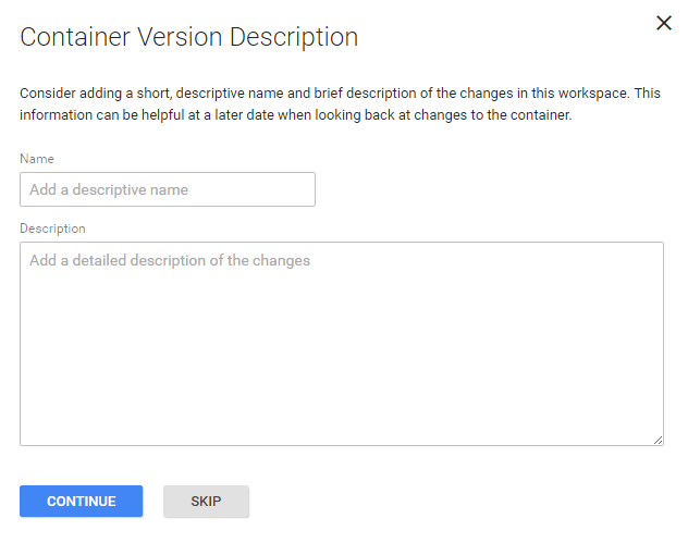 Google Tag Manager Name Version