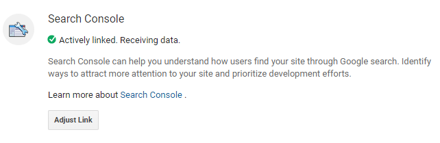 Google Analytics Search Console Linked Google Analytics Search Console Linked