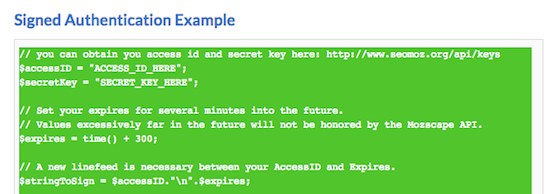 php signed authentication example