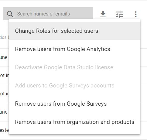 Stoplight menu for selected user