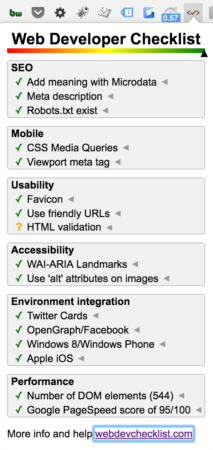 web developer checklist chrome extension