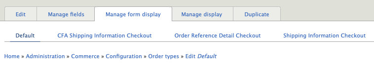 Manage Form Display Manage Form Display tab in Drupal Commerce