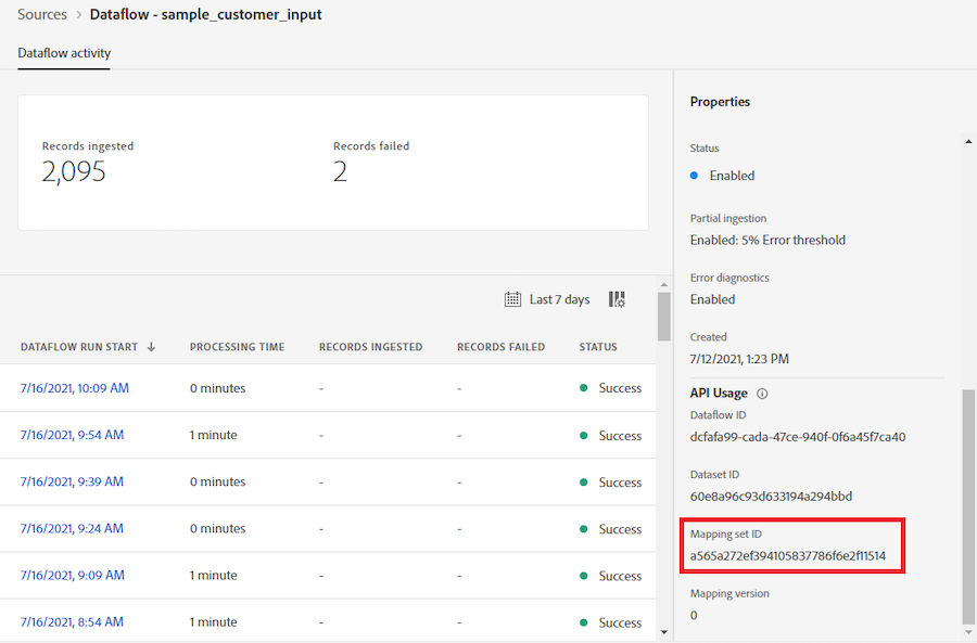 dataflow sample customer input