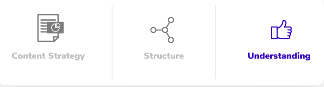 image showing understanding highlighted and content strategy and structure grayed out