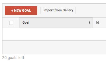 screenshot of where to create a new goal in google tag manager