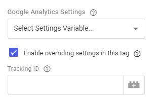 screenshot of the Enable overriding settings in google tag manager