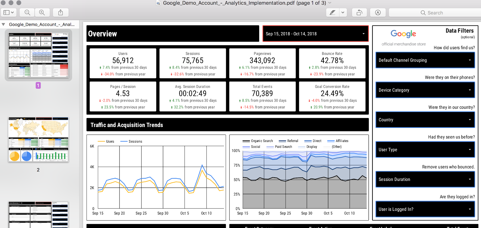 screenshot of static report PDF