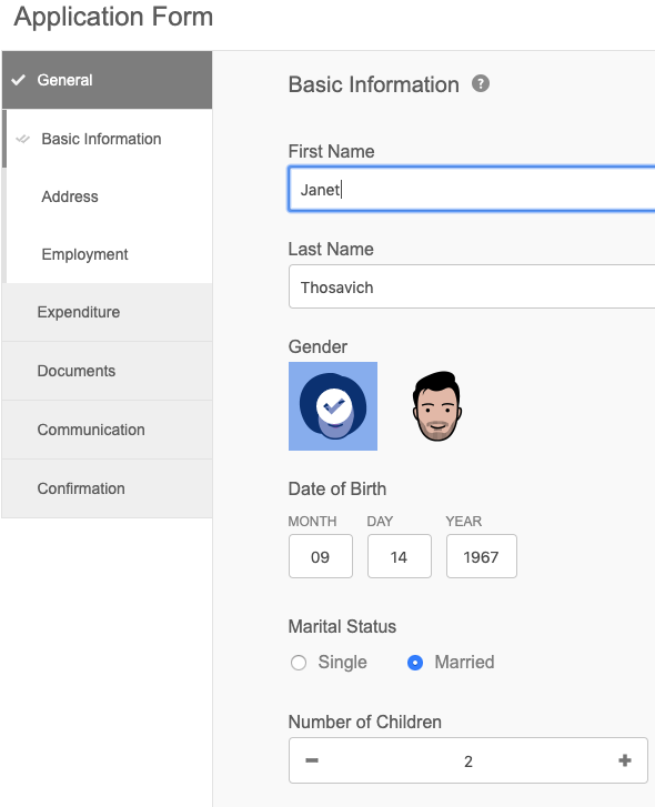 example of prefilled AEM form