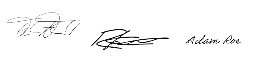 ""signatures of Thomas, Raghu, and Adam of FortyFour