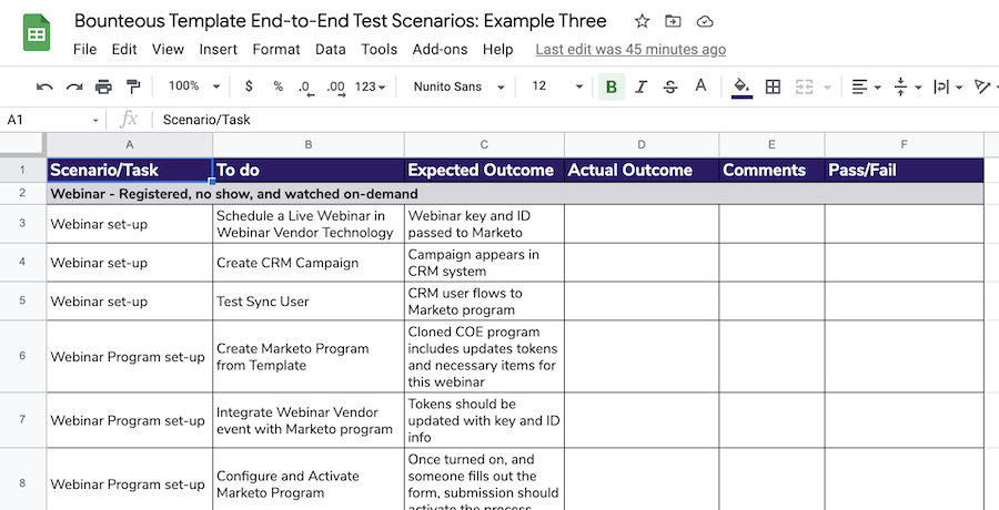 "screen shot of the example test scenario three spreadsheet""