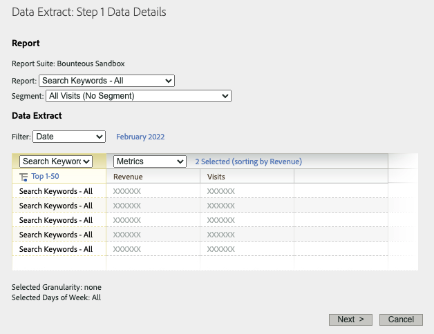 data extract step 1 data details