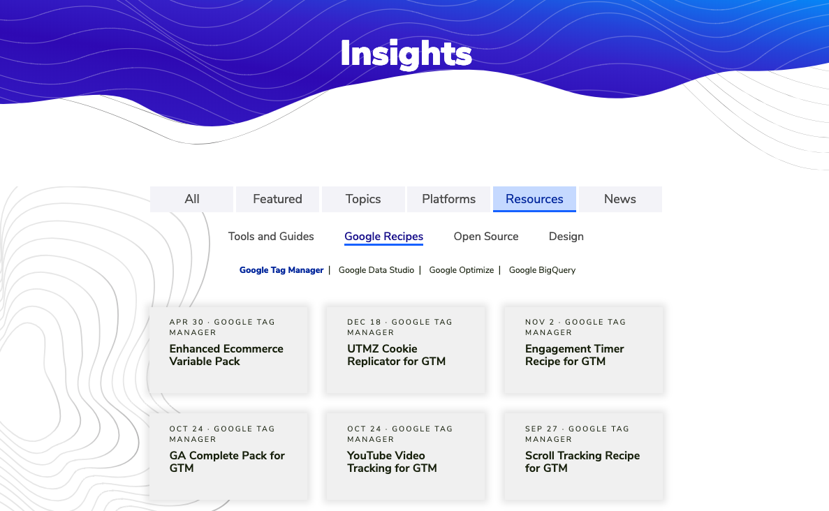 Bounteous Google Tag Manager Recipes Blog Landing Page