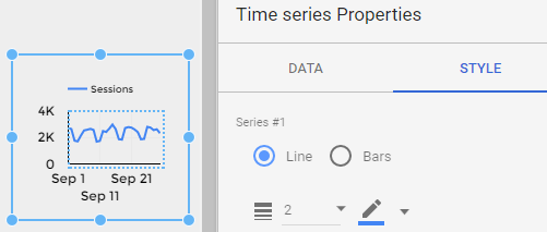 screen grab of step one of creating sparklines