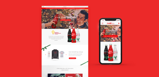 Coke website page and mobile site displayed next to each other