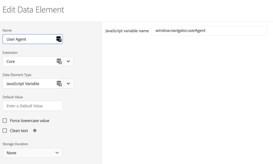 image showing how to create a data element in adobe launch