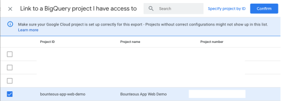 prompt to select from several BigQuery projects