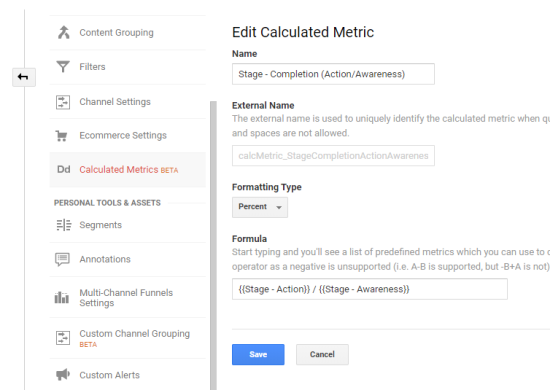 image showing where to edit your calculated metric