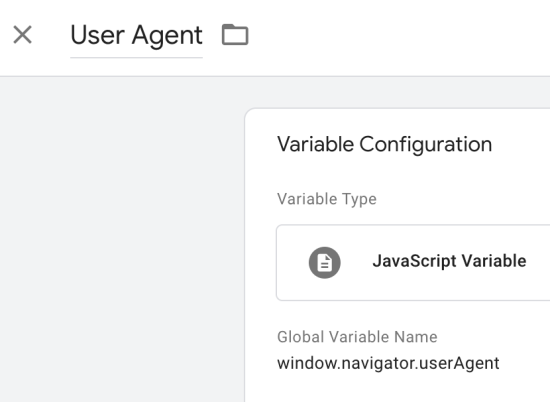 image showing custom JavaScript variable in Google Tag Manager