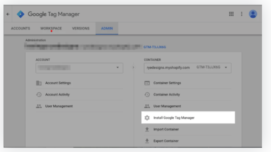 screen grab of how to set up google tag manager in shopify plus