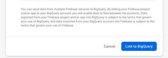 button shown with option saying link to bigquery