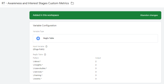 image of variable configuration for setup in Google Tag Manager