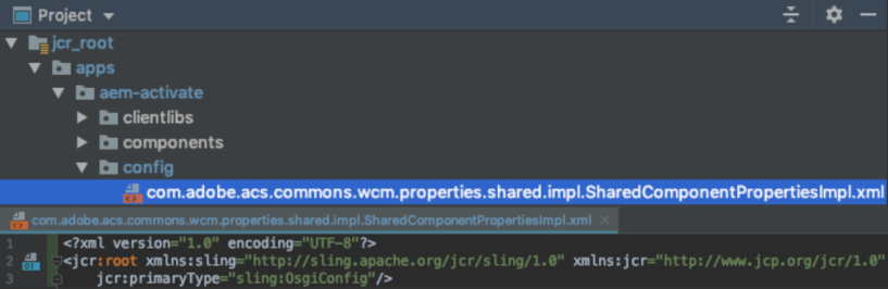 screen shot of Shared Component Props Enable Osgi