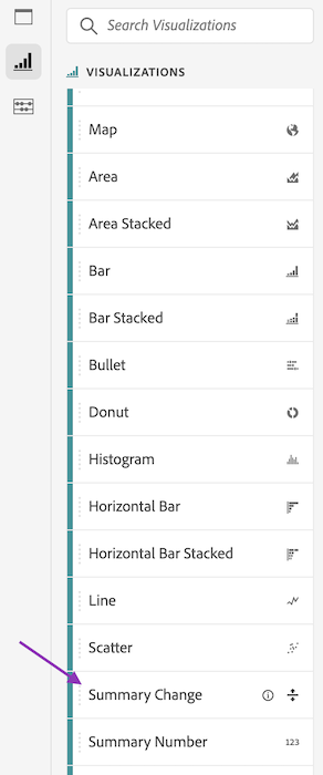 image showing where to go under visualizations to access summary change