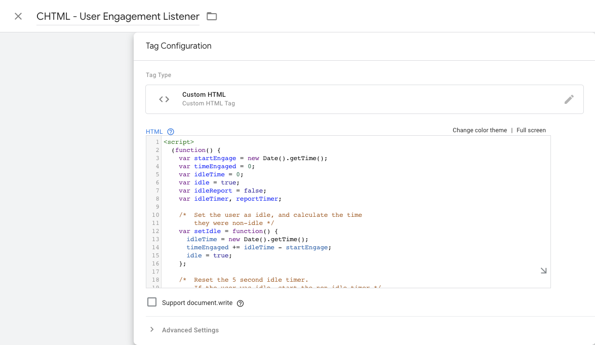 view of code without code editor for GTM
