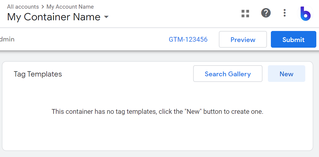 google tag manager custom template gallery search