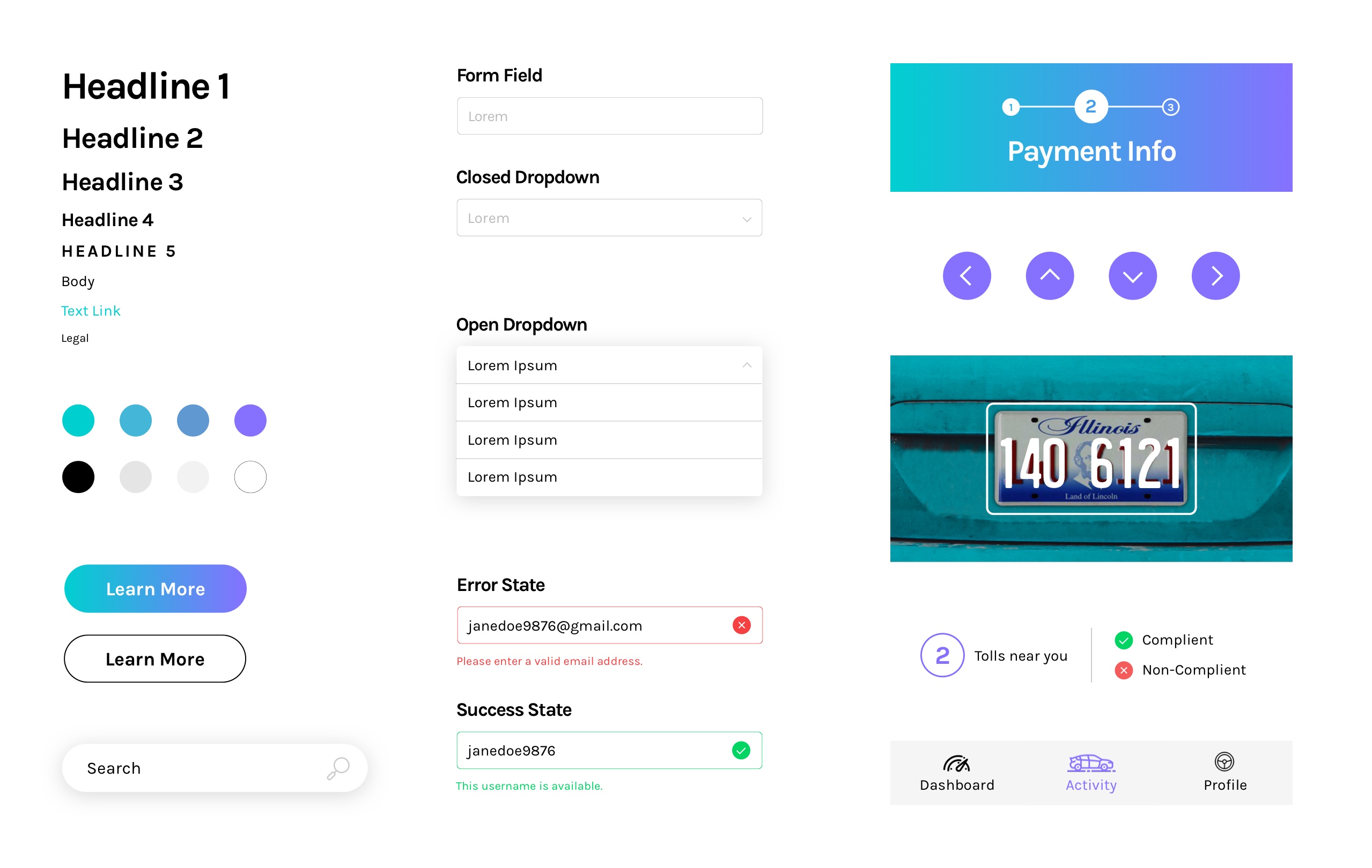 UI Moodboard made from Peasy style guide