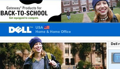 screen shot of back to school web ads using stock imagery